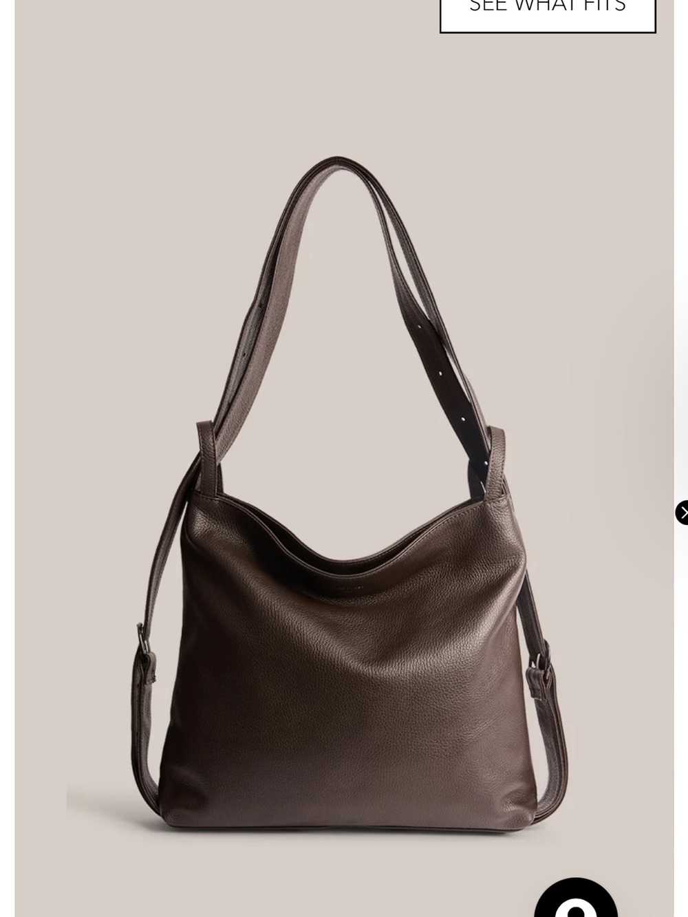 Bella Bag Convertible 3-1 Classic Size Dark Chocolate